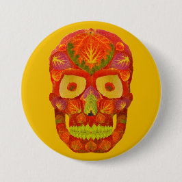Min Day of the dead-inspirerade skalle firar livet Knapp