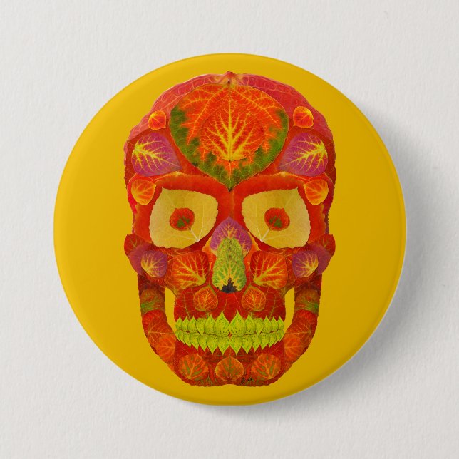 Min Day of the dead-inspirerade skalle firar livet Knapp (Framsida)