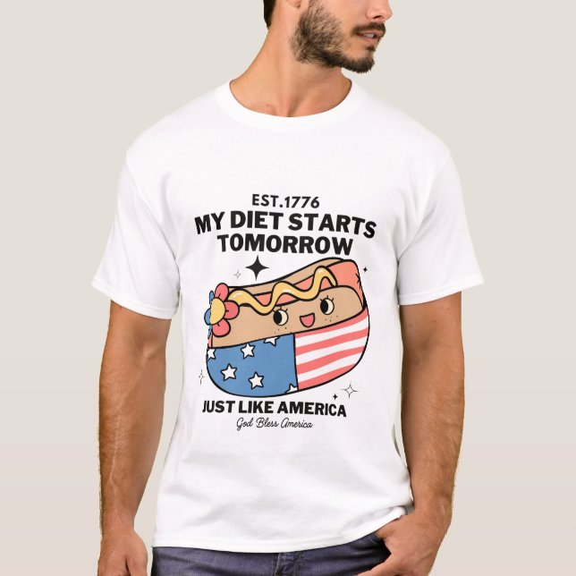 Min diet börjar i morgon som Amerika T Shirt (Framsida)