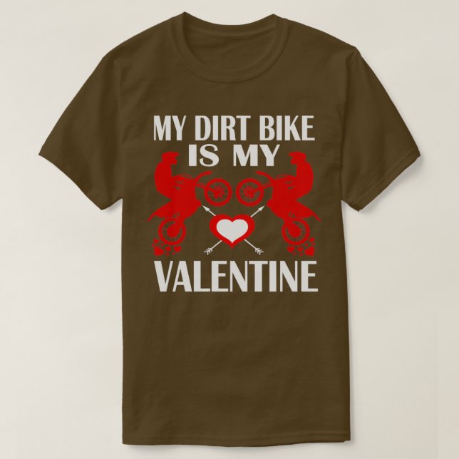 Min Dirt Bike är min Valentine Cute Red Dirt Bike  T Shirt (Design framsida)