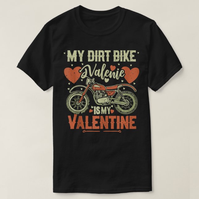 Min Dirt Bike är min Valentine Dirt Bike Älskare V T Shirt (Design framsida)