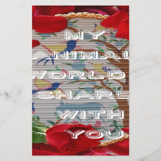 Min djurvärld: vacker Träd och fågeldesign Brevpapper (Framsida)