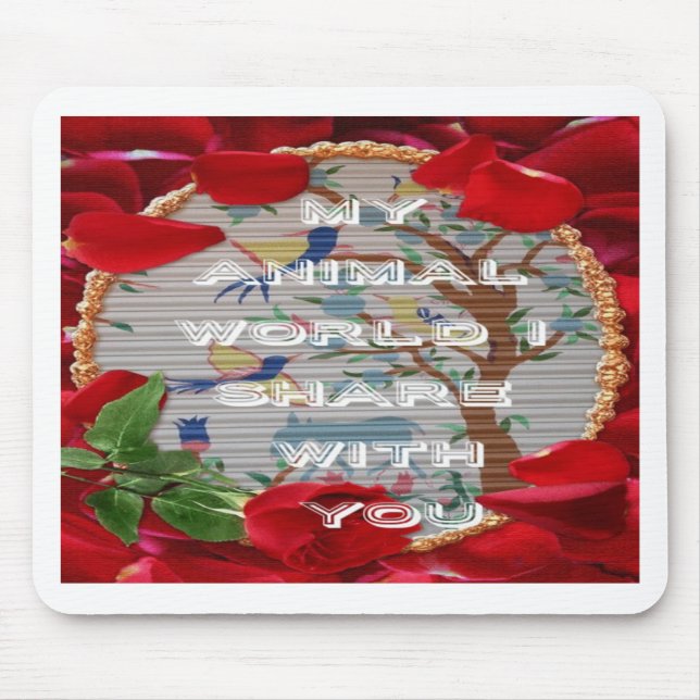 Min djurvärld: vacker Träd och fågeldesign Musmatta (Framsidan)