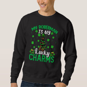 Min Doberman är min Lucky Charms Doberman St Patri Lång Ärmad Tröja