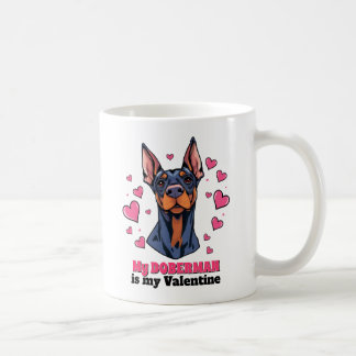 Min Doberman är Min Valentine Hund Cute Funny Kaffemugg