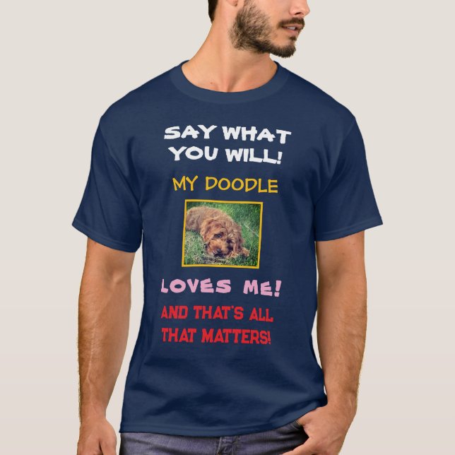 Min Doodle älskar mig Navy Blue Herr T-Shirt (Framsida)