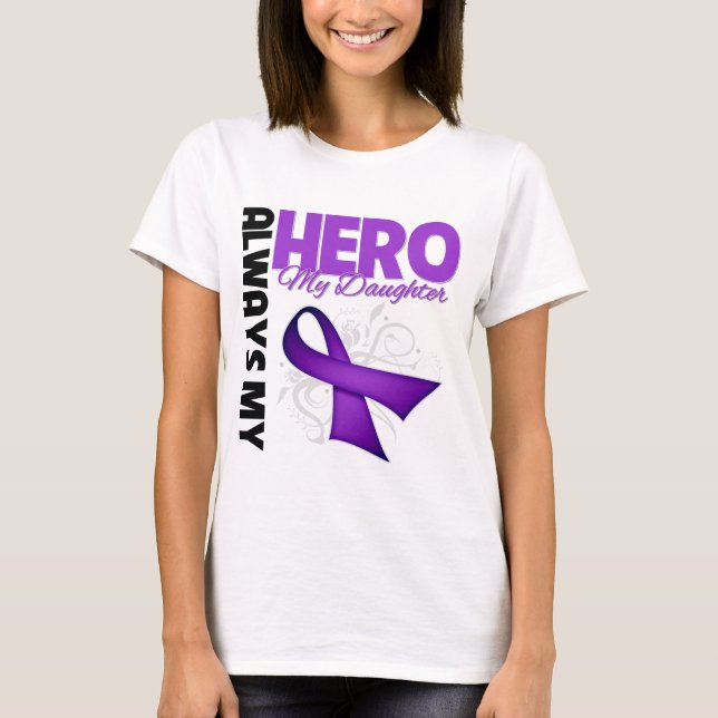 Min dotter alltid mitt Hero - Lila Ribbon Tee (Framsida)