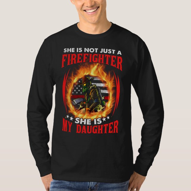 Min dotter är brandman Thin Red Line Proud Fir T Shirt (Framsida)