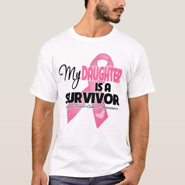 Min dotter är en överlevande - bröstcancer t shirt (Framsida)
