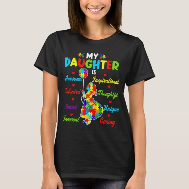 Min dotter är Fantastisk Puzzle Autism Awareness M T Shirt (Framsida)