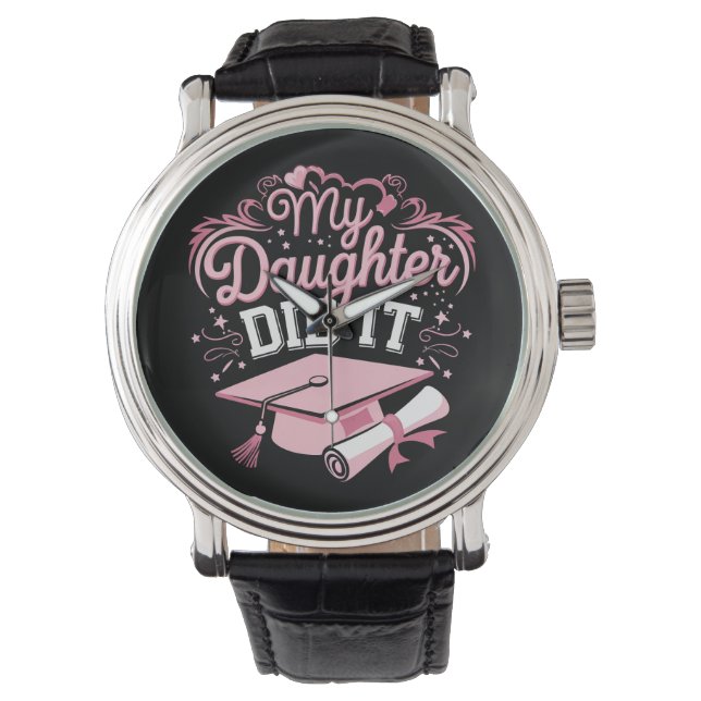 Min dotter gjorde det Utexaminerad Rosa utexaminer Armbandsur (Framsida)