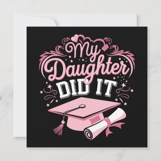 Min dotter gjorde det Utexaminerad Rosa utexaminer Inbjudningar (Framsida)