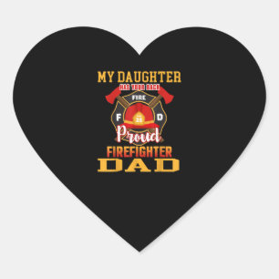 Min dotter har ditt skryt brandman Pappa Hjärtformat Klistermärke