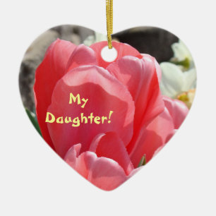 Min dotter! prydnader Rosa Tulpaner Kärlek Bebisdo Julgransprydnad Keramik