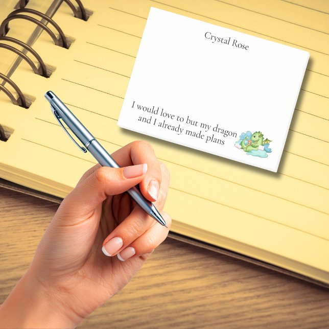 Min drake och jag har gjort planer  post-it block (Funny dragon design for book lovers)