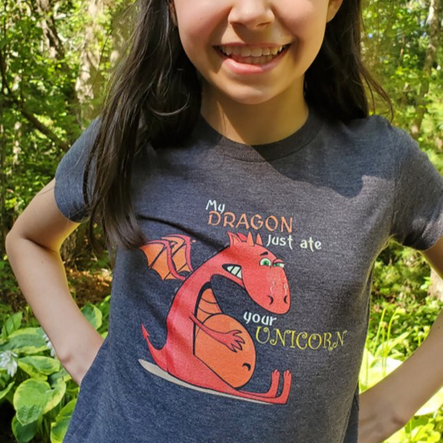 Min drake precis Ate dina enhörniga barn t-shirt (Whimsical "My Dragon just ate your Unicorn" shirt for kids!)