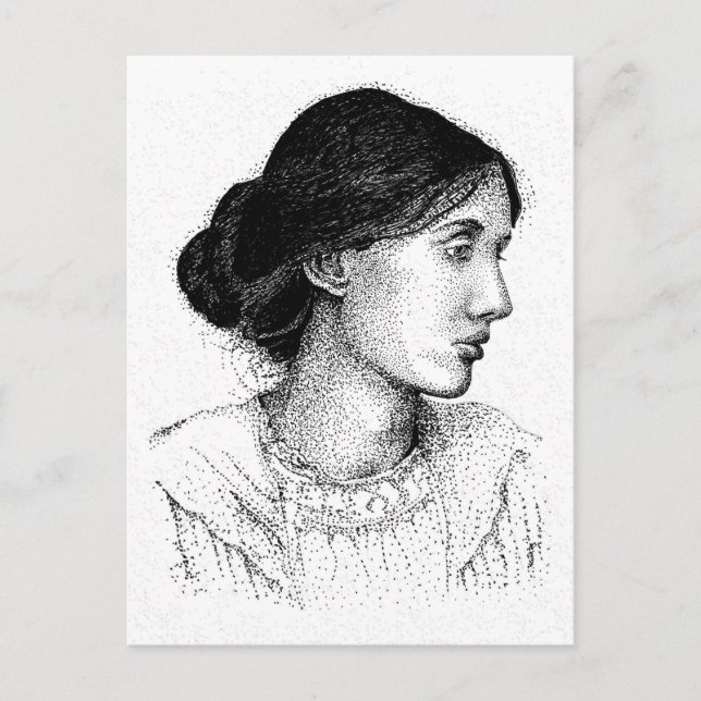 Min egen bläckteckning från 2004 Virginia Woolf Vykort (Framsida)