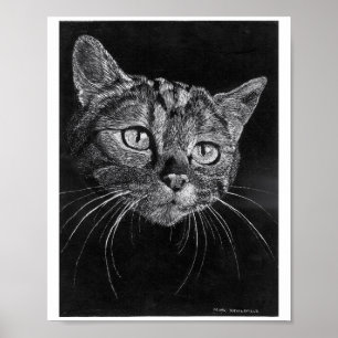 Min egen Hand Teckning Cat Ansikte Poster