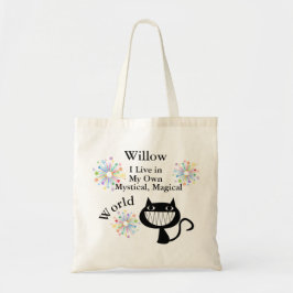 Min egen Mystical Magic World Tote Bag Smiling Cat Tygkasse