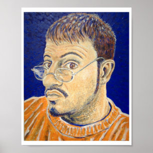 Min egen Porträtt (orange, blått, vitt) Poster