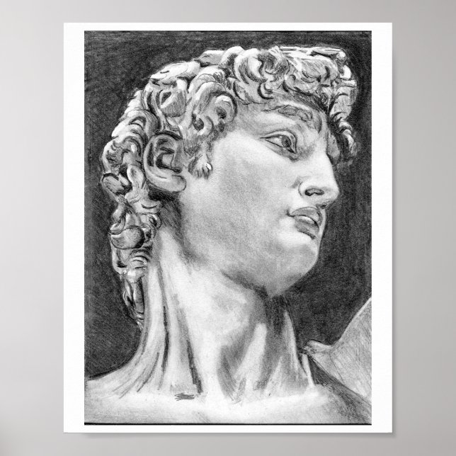 Min egen Teckning DAVID efter att Michelangelo Art Poster (Framsidan)