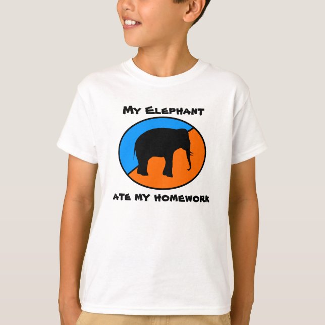 Min elefant åt min läxa tee shirt (Framsida)