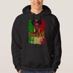 Min elfte födelsedag 11 år gamla svarta Melanin W Hoodie