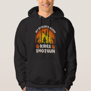 Min engelska mastiff hund rid häxa hagelgevär hall hoodie