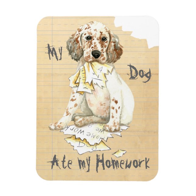 Min engelska setter Ate My Homwork Magnet (Vertikal)