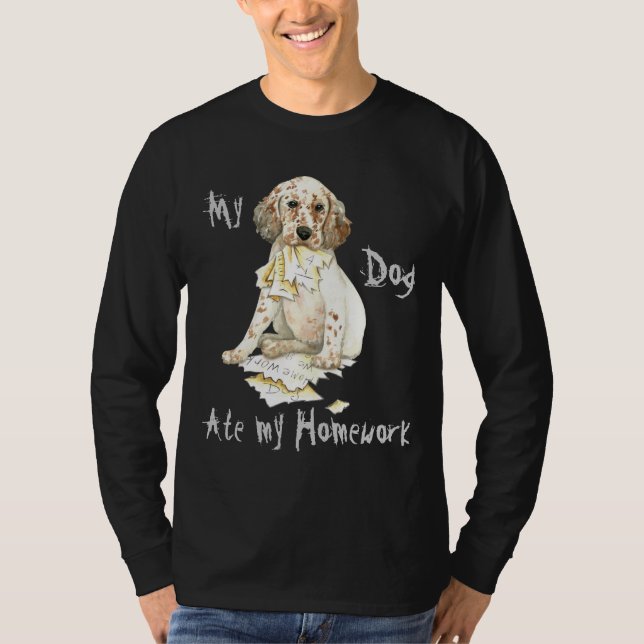 Min engelska setter Ate My Homwork T-shirt (Framsida)