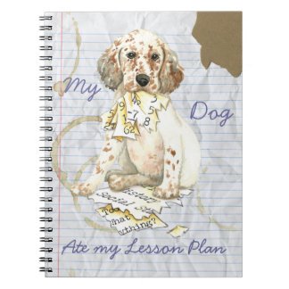 Min engelska setter Ate My Lesson Plan Anteckningsbok