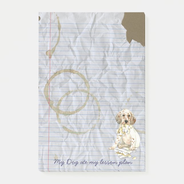 Min engelska setter Ate My Lesson Plan Post-it Block (Framsida)