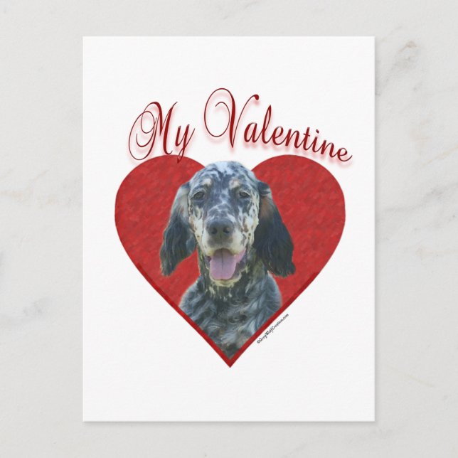 Min engelska setter Valentine Helg Vykort (Framsida)