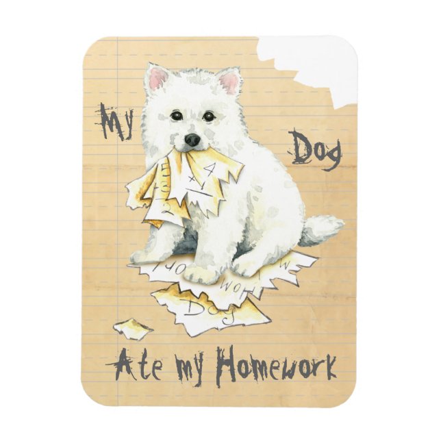 Min Eskie Ate Min hemläxa Magnet (Vertikal)