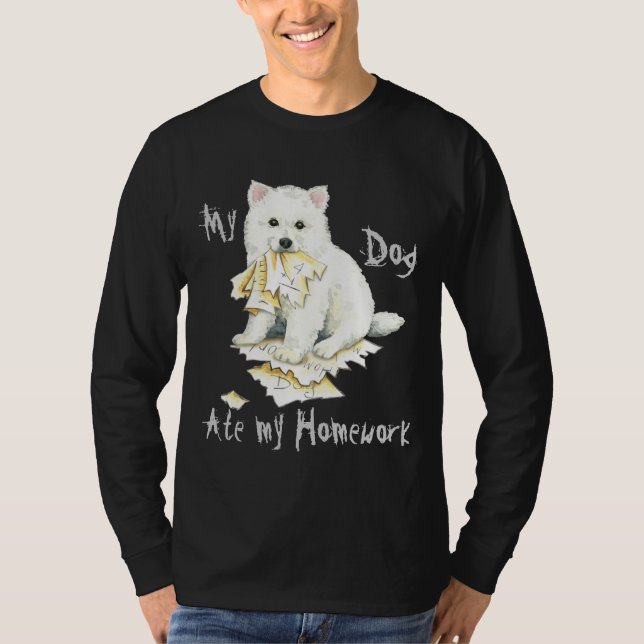 Min Eskie Ate Min hemläxa Tee Shirt (Framsida)