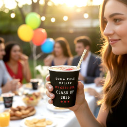 Min examenstid klass 2026 röda stjärnor textdesign