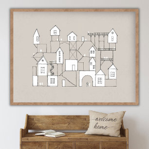 Min Faders hus, många rum, bostäder, himmel, Poster