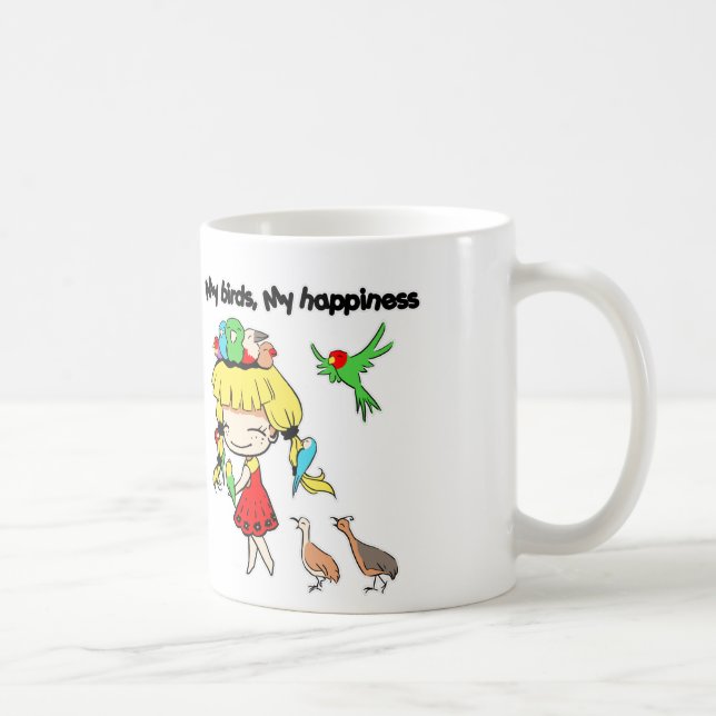 Min fåglar min gulliga tecknad för lycka kaffemugg (Höger)