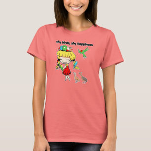Min fåglar min gulliga tecknad för lycka t shirt