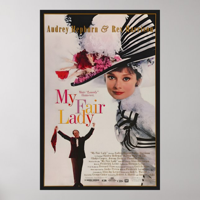 Min Fair Lady Retro Audrey Hepburn Rex Harrison Poster (Framsidan)