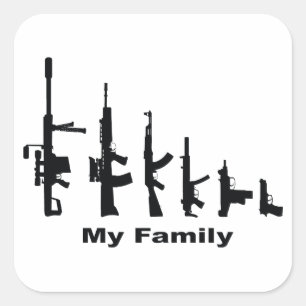 Min familj (I Kärlek Guns) Fyrkantigt Klistermärke