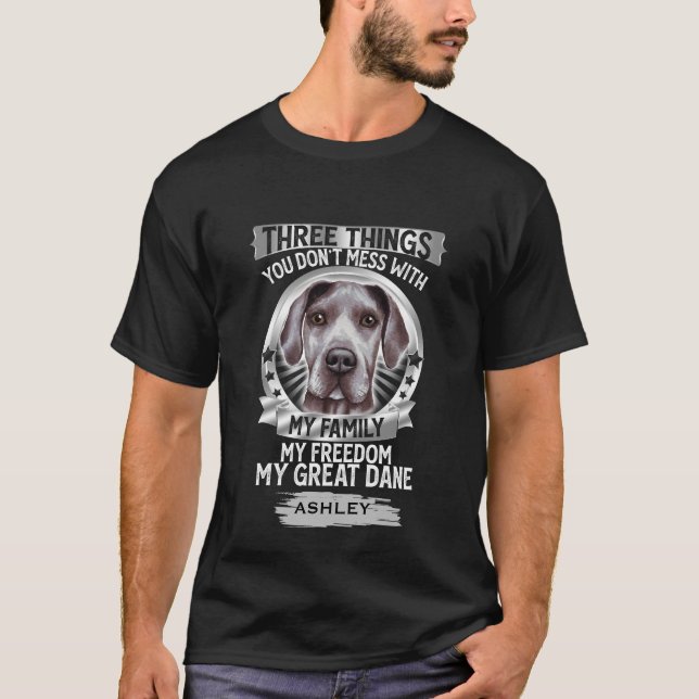 Min familj Min Great dane Kärlek Hund T Shirt (Framsida)