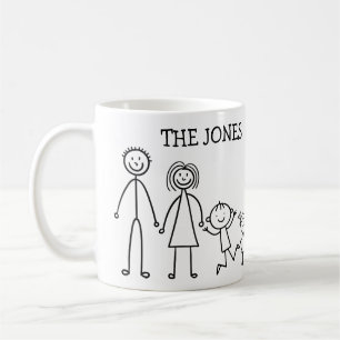 Min familj stick figur kaffemugg