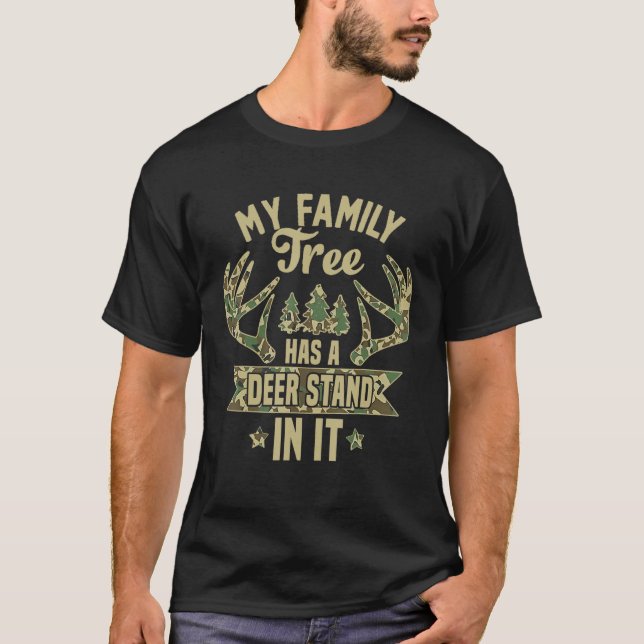 Min familj Träd har en Hjort i Camo Huntin T Shirt (Framsida)