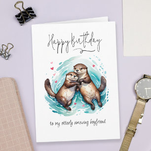 Min Fantastisk Boykompis Otter Pun Birthday Kort