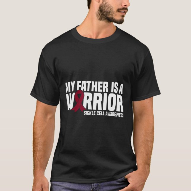 Min Far är en Warrior Burgundy Ribbon Sickle Cell T Shirt (Framsida)