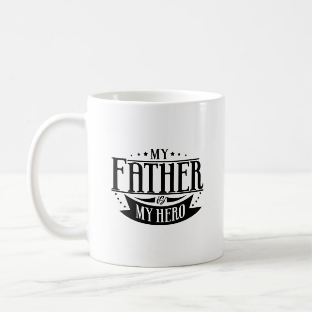 Min Far är min Hero Typography Mugg (Vänster)
