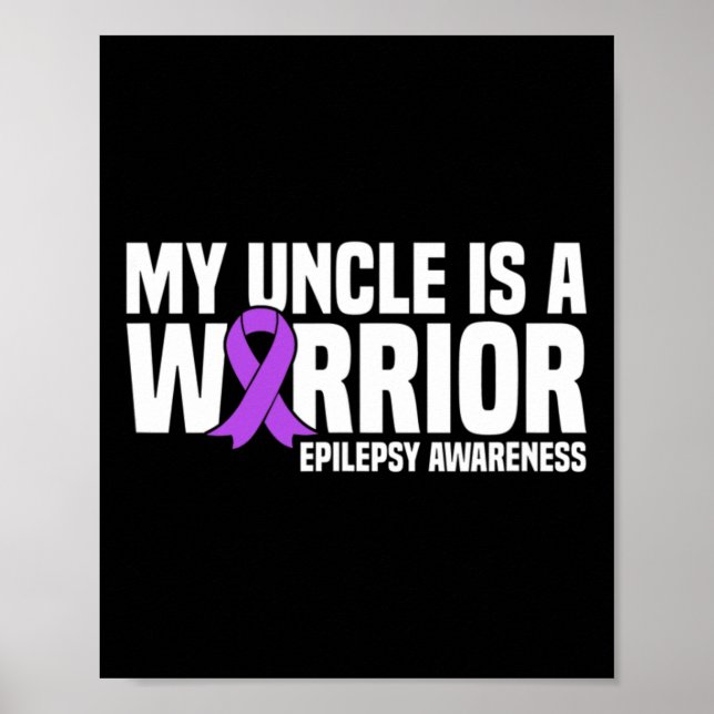 Min farbror är en Warrior Lila Ribbon Epilepsy Med Poster (Framsidan)