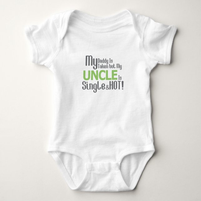 Min farbror är Single och Hett Baby Jersey Bodykos Tee (Framsida)