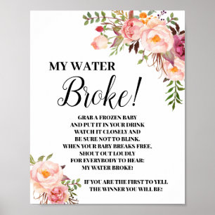 Min Fattiga rosa-spelskylt Babydusch i Vatten Poster
